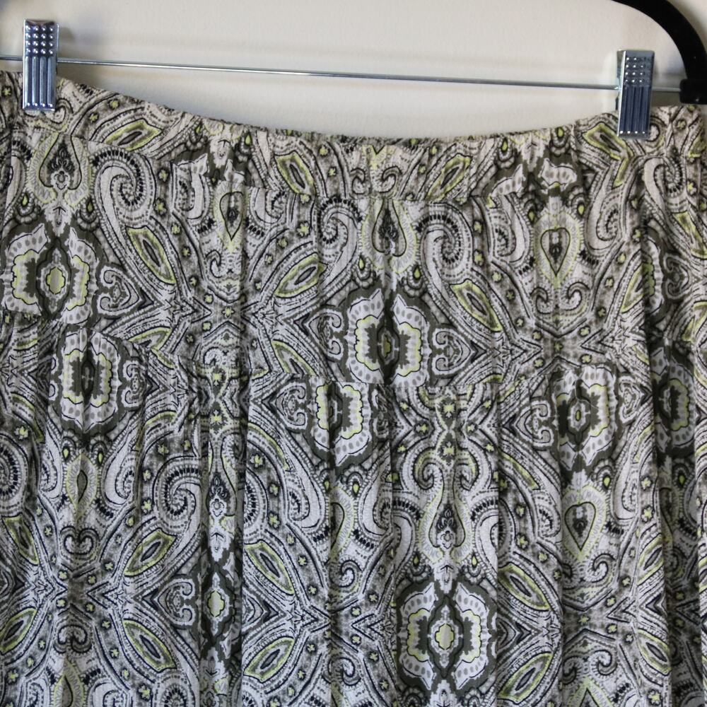 C&B Established 1962 Womens Paisley Beaded‎ Hem Rayon Skirt Olive Green Medium - Picture 4 of 4